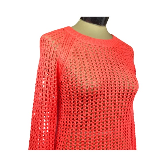 a.n.a. Petite Womens Long Sleeve Crew Neck Open Knit Sweater Size PS Pink - Picture 6 of 15